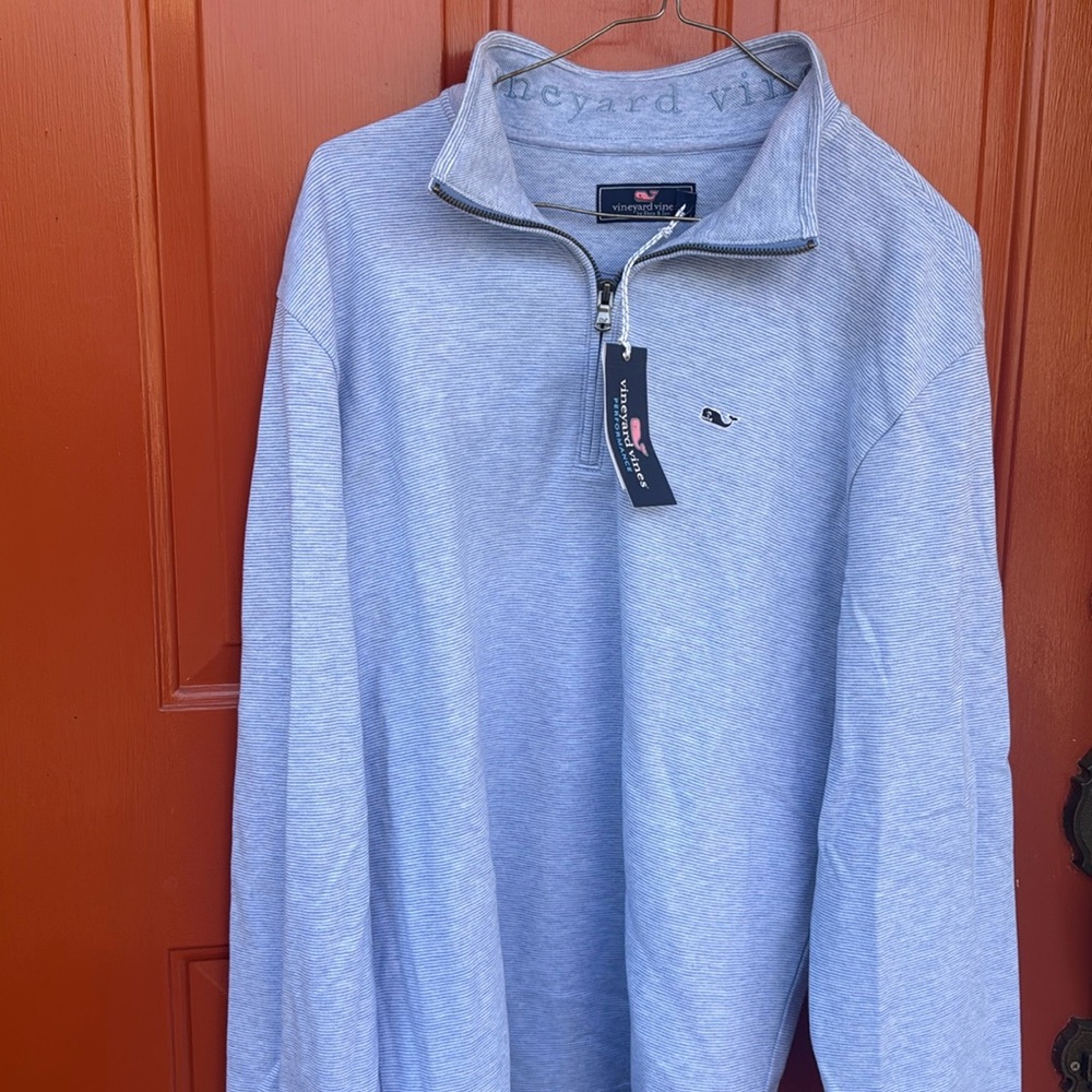 Vineyard Vines Men's Light Blue Zip-Up Sweater